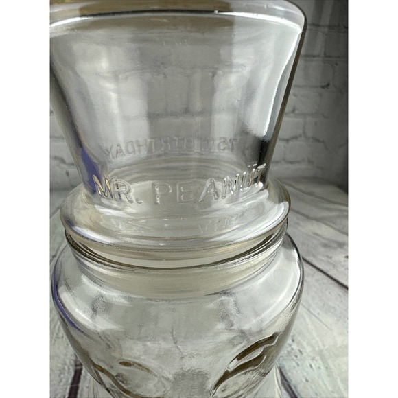 Mr Peanut Planters Jar Glass Vintage 1991‎ 75th Anniversary Top Hat Monocle 9.5” - Picture 10 of 11